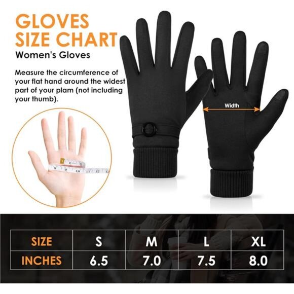 Women's Winter Gloves Thermal Warm Fleece Lined Touchscreen Gloves - Picture 6 of 6